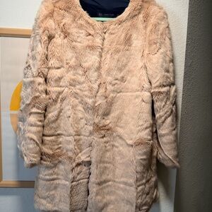Zara soft pink Faux Fur Coat